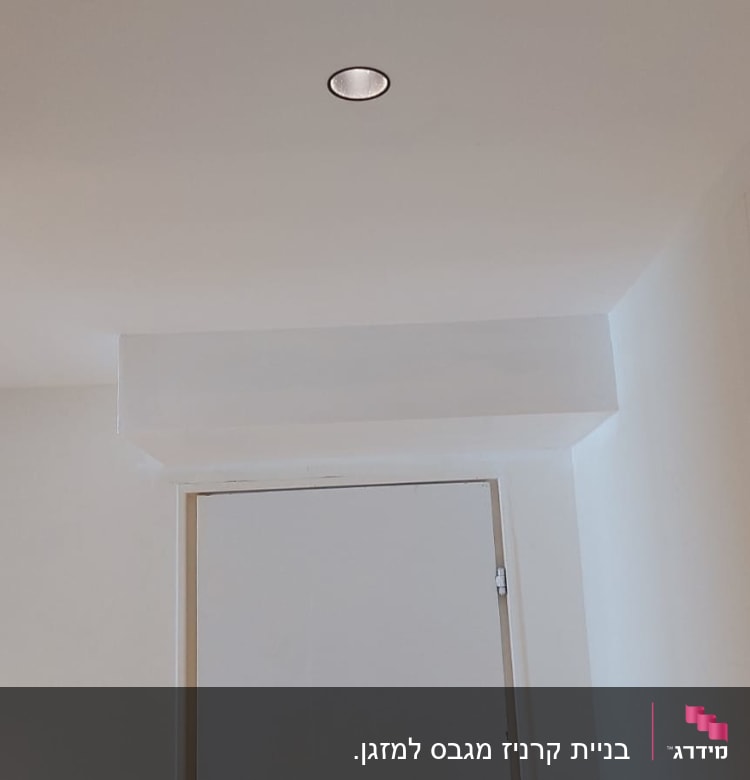 תקרה מגבס עם תאורה שקועה ודלת לבנה
